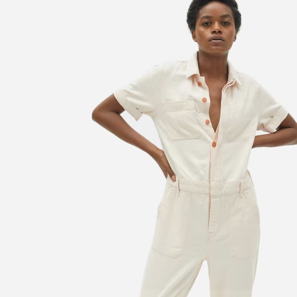 The Super-Soft Summer Jean Coverall in Bone size